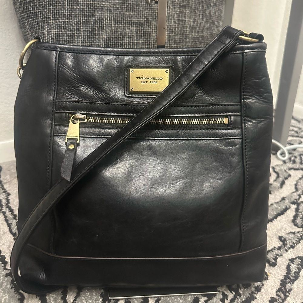 Tignanello Brown Patterned Interior Bag